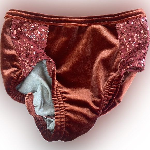 Details Dancewear 3 piece set. 
Velvet with sequin detail top, pant, and brief - Picture 3 of 4